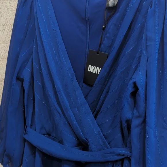 NWT DKNY Royal Blue Midi Dress, LARGE, Wedding Guest, Work, Below Knee - Picture 4 of 13